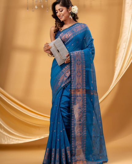 DESH BIDESH Woven Design Zari Taant Saree