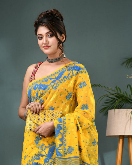 DESH BIDESH Woven Design Silk Cotton Jamdani Saree - Sarees for Women 35203832