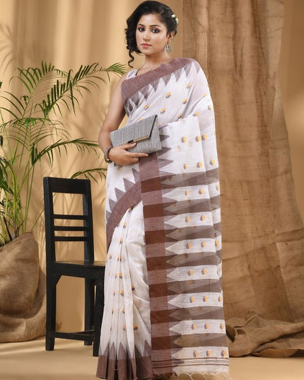 DESH BIDESH Woven Design Pure Cotton Taant Saree