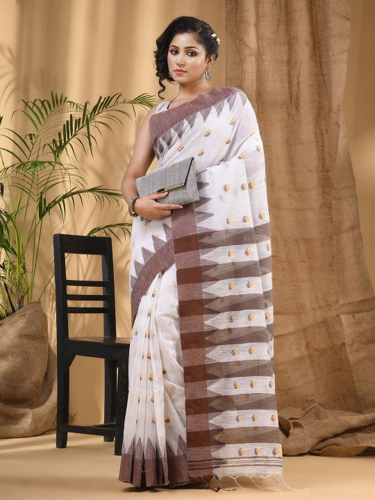 DESH BIDESH Woven Design Pure Cotton Taant Saree
