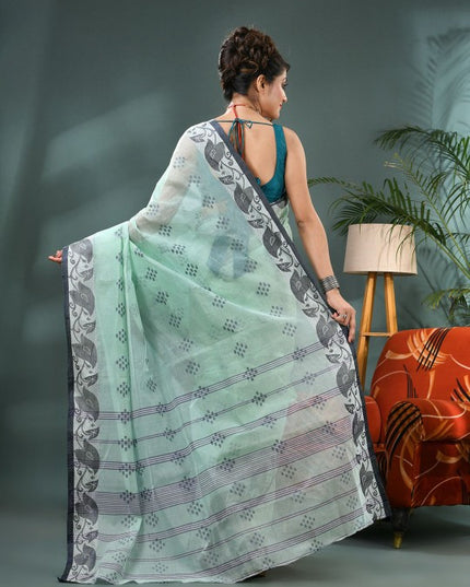 DESH BIDESH Woven Design Pure Cotton Taant Saree for Women