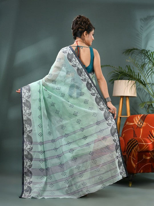 DESH BIDESH Woven Design Pure Cotton Taant Saree for Women