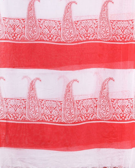 DESH BIDESH Elegant Paisley Printed Pure Cotton Saree with Solid Border