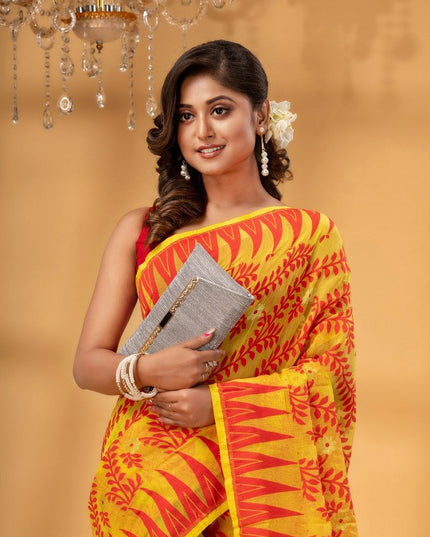 Exquisite Woven Pure Cotton Jamdani Saree for Women - Traditional Indian Attire