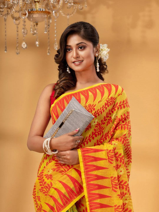Exquisite Woven Pure Cotton Jamdani Saree for Women - Traditional Indian Attire