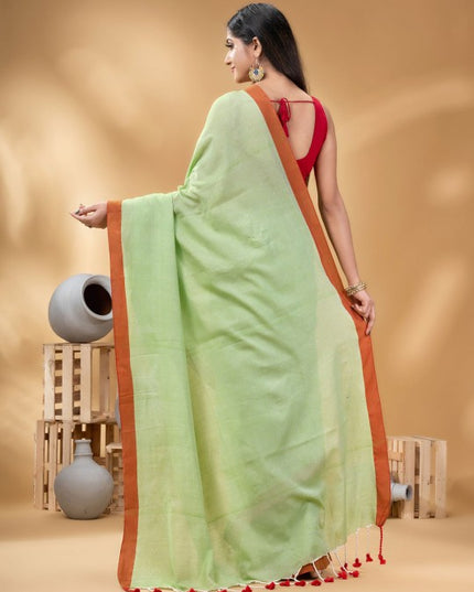 DESH BIDESH Pure Cotton Solid Saree