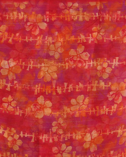 Floral Printed Zari Bandhani Saree