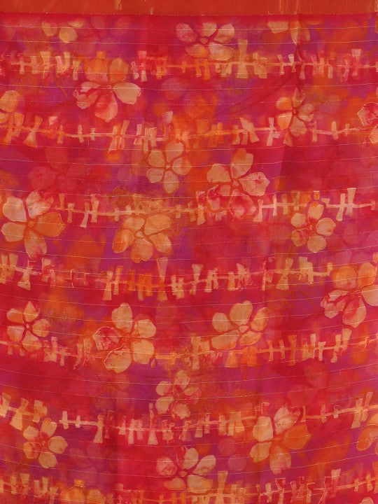 Floral Printed Zari Bandhani Saree