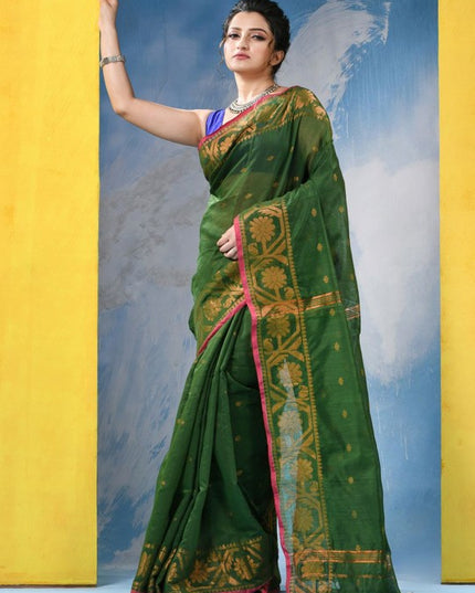 DESH BIDESH Women's Woven Design Zari Cotton Silk Saree