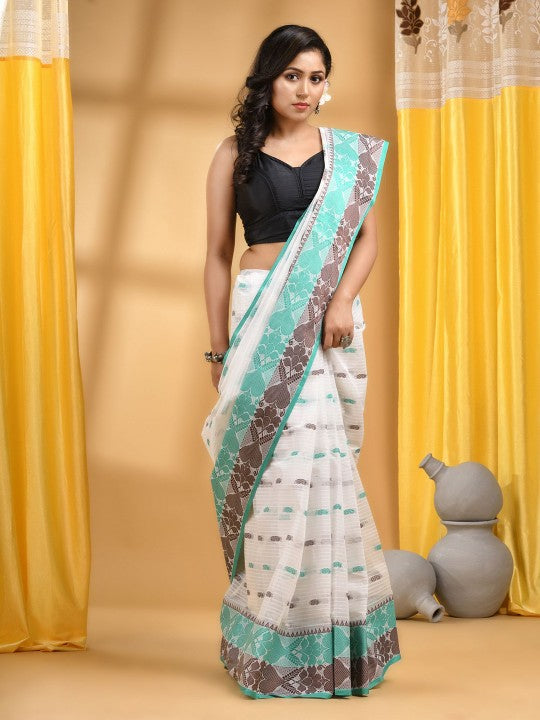 DESH BIDESH Woven Design Pure Cotton Taant Saree