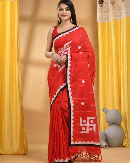 DESH BIDESH Women Woven Design Patchwork Pure Cotton Taant Saree