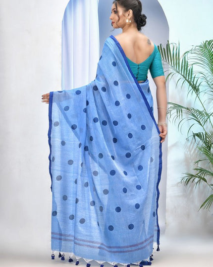 DESH BIDESH Polka Dot Pure Cotton Saree