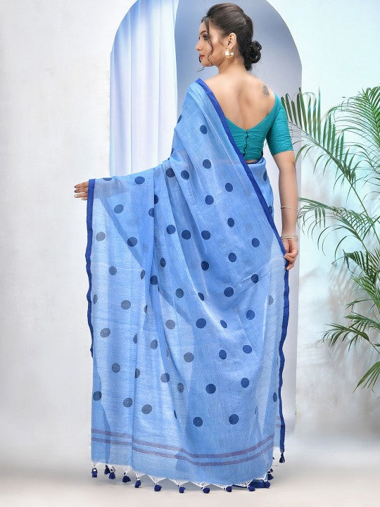 DESH BIDESH Polka Dot Pure Cotton Saree