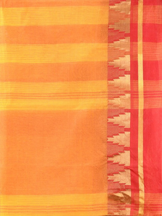 DESH BIDESH Striped Zari Pure Cotton Taant Saree