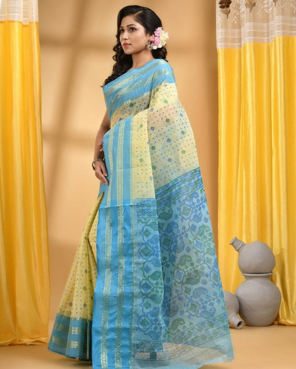 DESH BIDESH Woven Design Zari Pure Cotton Taant Saree