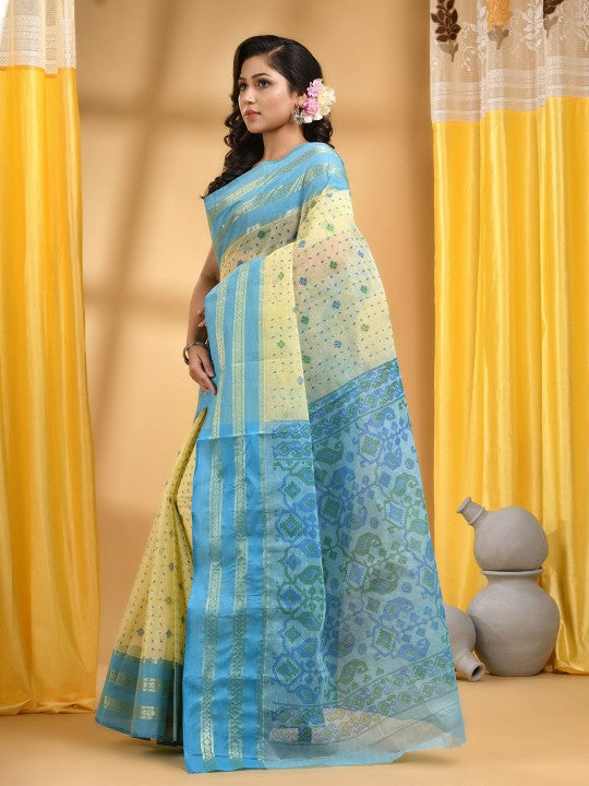 DESH BIDESH Woven Design Zari Pure Cotton Taant Saree