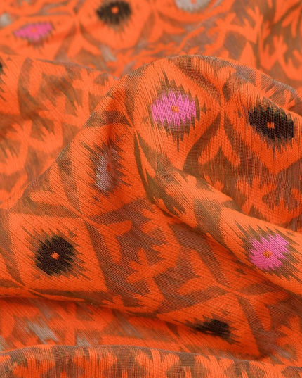 Exquisite DESH BIDESH Pure Cotton Jamdani Saree with Woven Design Border