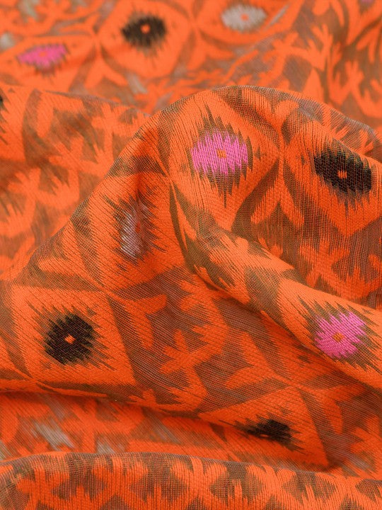 Exquisite DESH BIDESH Pure Cotton Jamdani Saree with Woven Design Border