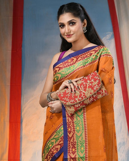 DESH BIDESH Pure Cotton Woven Design Saree with Intricate Border