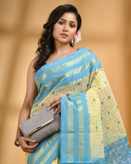 DESH BIDESH Woven Design Zari Pure Cotton Taant Saree