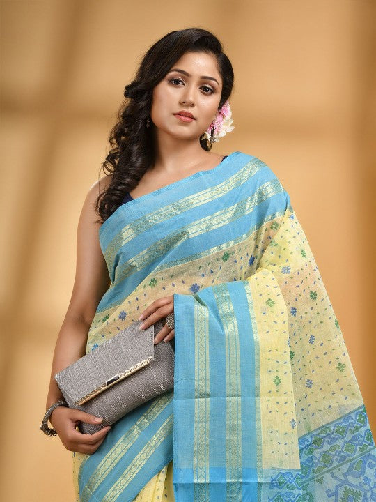 DESH BIDESH Woven Design Zari Pure Cotton Taant Saree