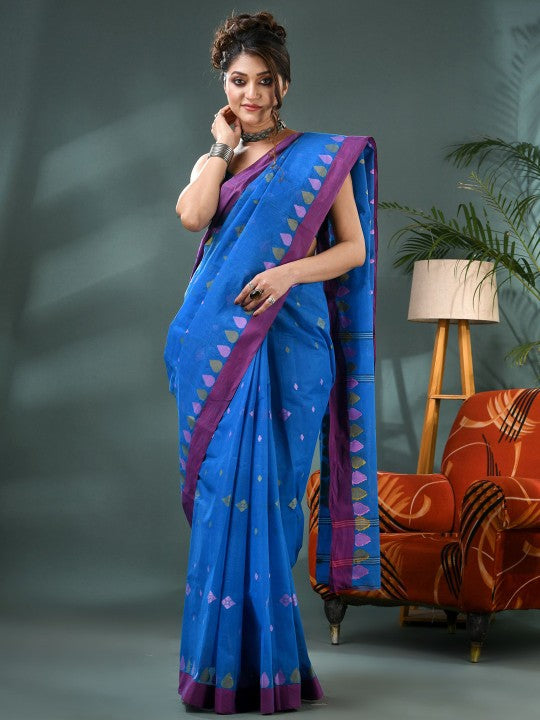 DESH BIDESH Woven Design Pure Cotton Taant Saree