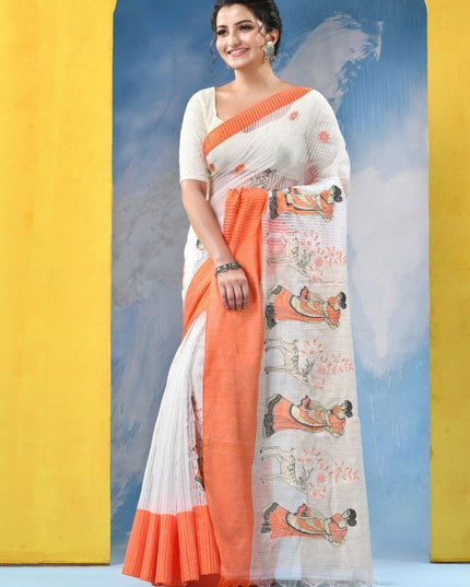 DESH BIDESH Woven Design Zari Pure Cotton Khadi Saree