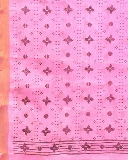 DESH BIDESH Ethnic Motifs Pure Cotton Taant Pink Saree