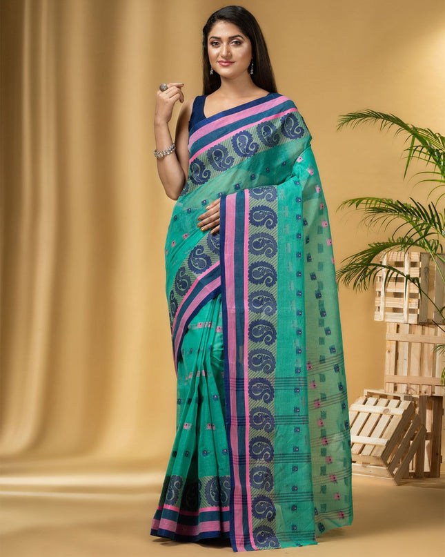 DESH BIDESH Woven Design Pure Cotton Taant Saree