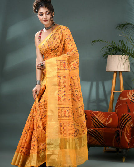 DESH BIDESH Warli Printed Bandhani Saree