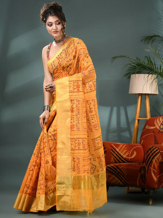 DESH BIDESH Warli Printed Bandhani Saree