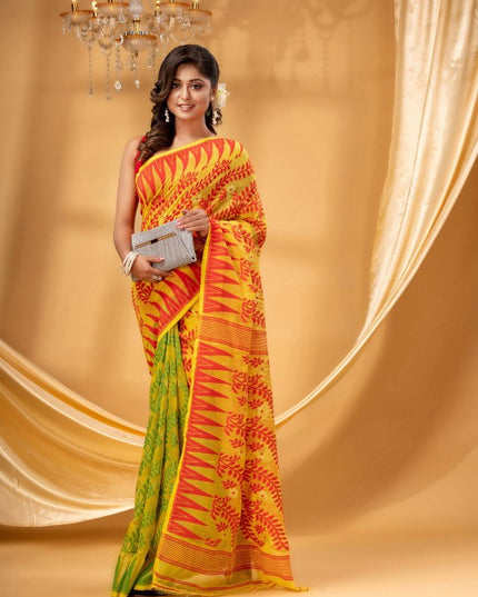 Exquisite Woven Pure Cotton Jamdani Saree for Women - Traditional Indian Attire