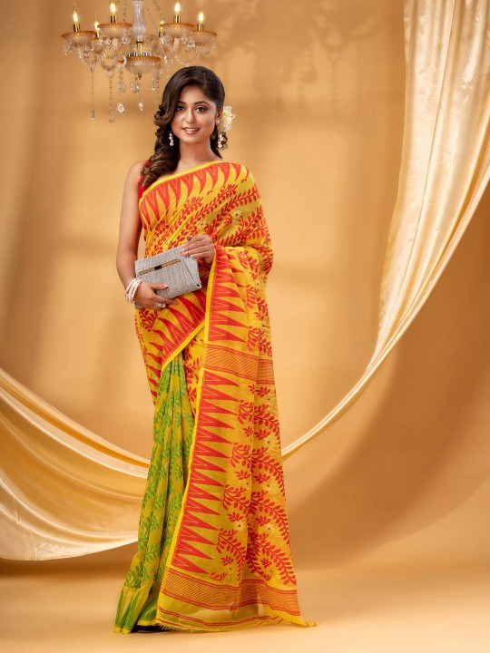 Exquisite Woven Pure Cotton Jamdani Saree for Women - Traditional Indian Attire
