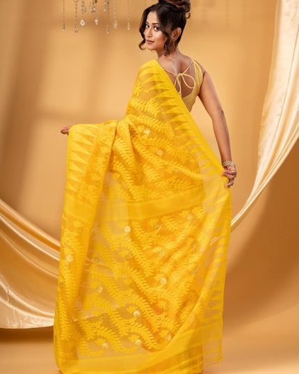 DESH BIDESH Pure Cotton Jamdani Saree: Traditional Woven Design, Elegant Style for Women