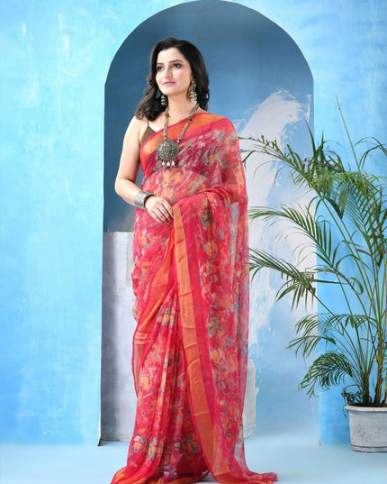 DESH BIDESH Floral Printed Zari Saree