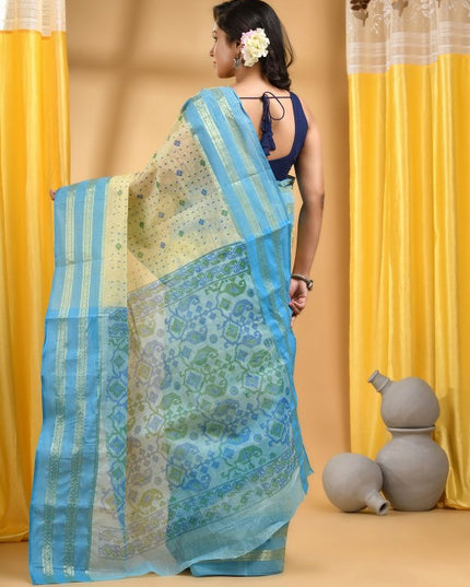 DESH BIDESH Woven Design Zari Pure Cotton Taant Saree