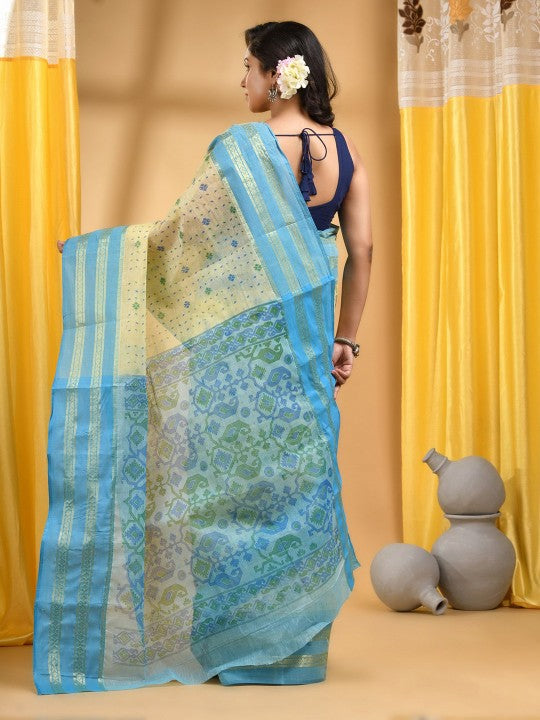 DESH BIDESH Woven Design Zari Pure Cotton Taant Saree