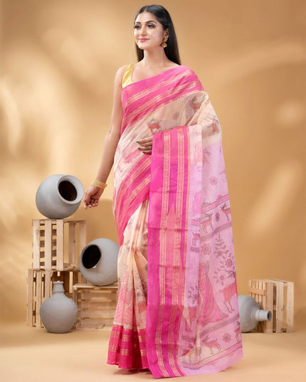 Woven Design Pure Cotton Shakuntala Printed Taant Saree