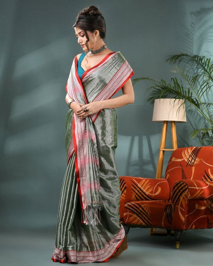 DESH BIDESH Zari Silk Cotton Bandhani Saree