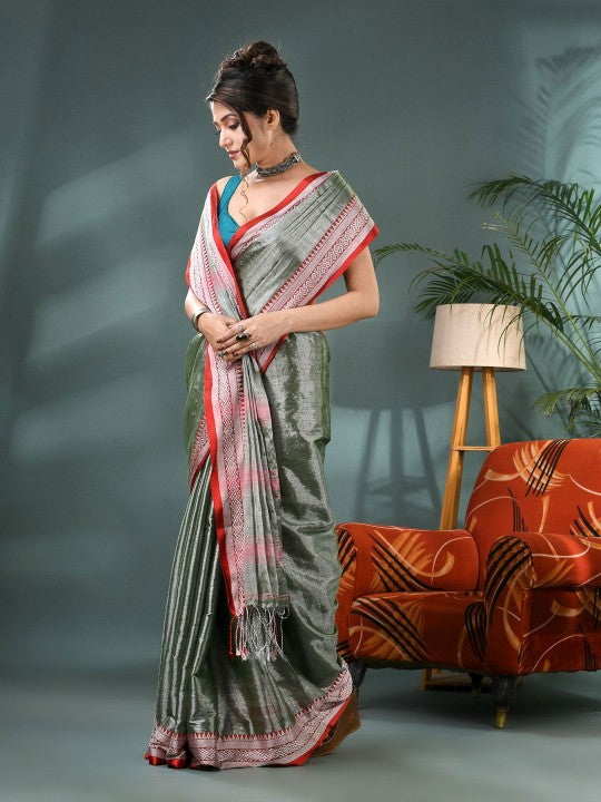 DESH BIDESH Zari Silk Cotton Bandhani Saree