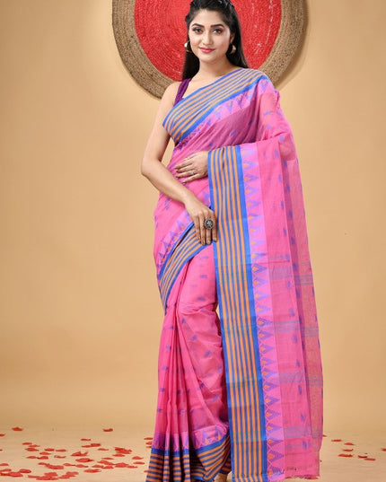 DESH BIDESH Woven Design Pure Cotton Taant Saree for Women