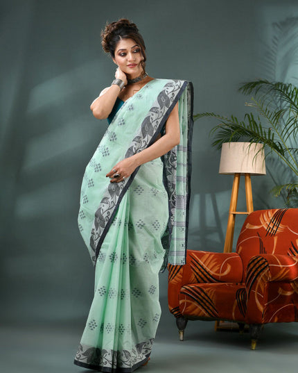 DESH BIDESH Woven Design Pure Cotton Taant Saree for Women