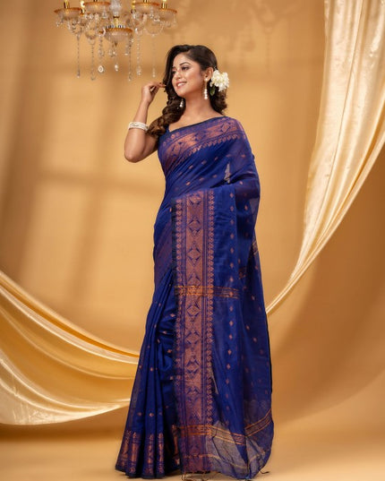 DESH BIDESH Women Woven Design Zari Taant Saree