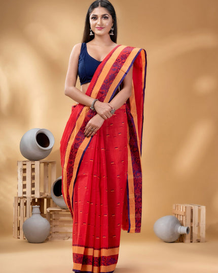 DESH BIDESH Woven Design Pure Cotton Taant Saree