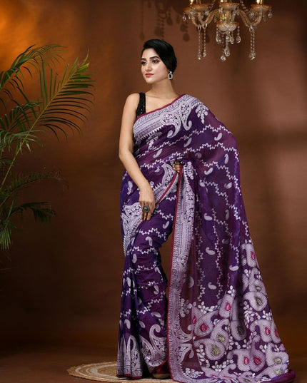 DESH BIDESH Paisley Zari Jamdani Saree with Woven Design Border