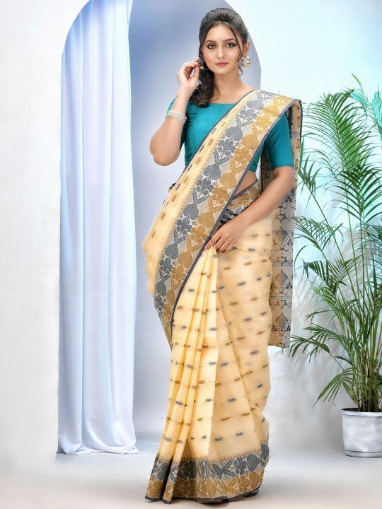 DESH BIDESH Woven Design Pure Cotton Taant Saree