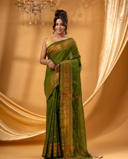 DESH BIDESH Ethnic Motifs Woven Design Chanderi Saree