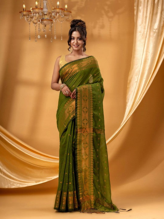 DESH BIDESH Ethnic Motifs Woven Design Chanderi Saree