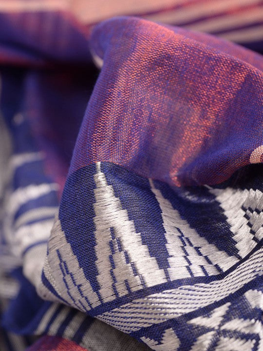 DESH BIDESH Premium Purple Woven Design Tissue Saree with Unstitched Blouse Piece