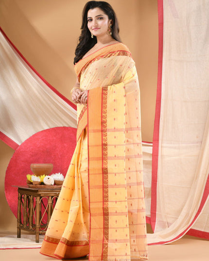 DESH BIDESH Ethnic Motifs Printed Zari Pure Cotton Jamdani Saree